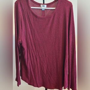 Old Navy Ribbed Long Sleeve Top - Deep Red